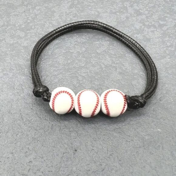 Unisex kids baseball adjustable charm bracelet - Picture 3 of 7